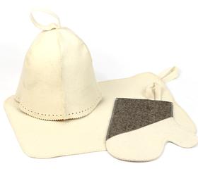 Изображение набор для бани и сауны «классический» (коврик ,шапка ,рукавица)