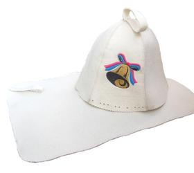 Изображение набор для бани и сауны «колокольчик» (шапка ,коврик)