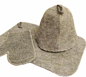 Изображение набор для бани и сауны «трио» (коврик ,шапка ,рукавица)