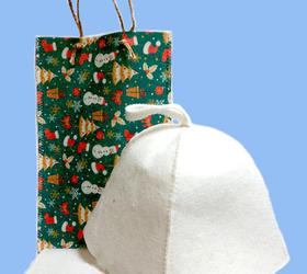 Изображение набор для бани и сауны новогодний (сумка, коврик, шапка)